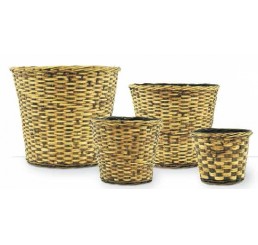 Brown Stain Faux Rattan Planter - fits 8" pot